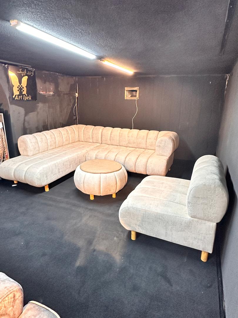   مبل راحتی ال صدف 6 نفره جنس چوب روسابعاد 260×220×85تکنفره 90×85کف اسفنجدارای رنگبندی چوب و پارچه امکان تغییر در ابعاد مبل  پارچه هانزو به همراه جلومبلی 