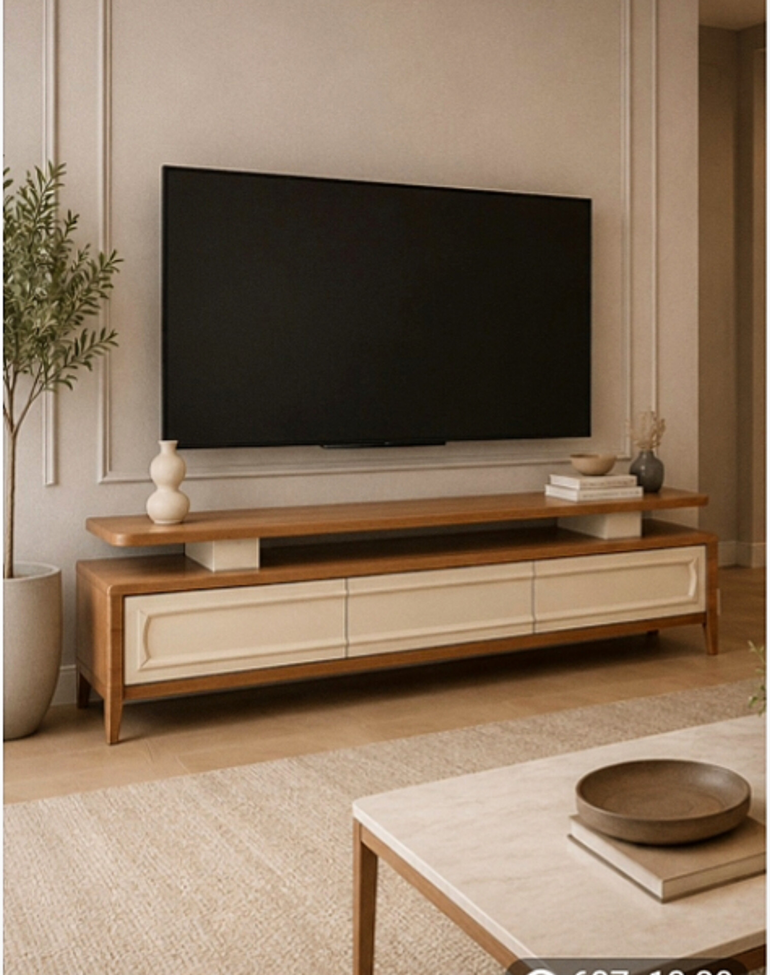  ست میز تلویزیون و کنسول مدل لاوین جنس mdf ابعاد میز تلویزیون 160×43×33ابعاد کنسول 140×80×37میز تلویزیون دوتکه مناسب تلویزیون تا 64 اینچکنسول سه درب به همراه آینه مستطیل