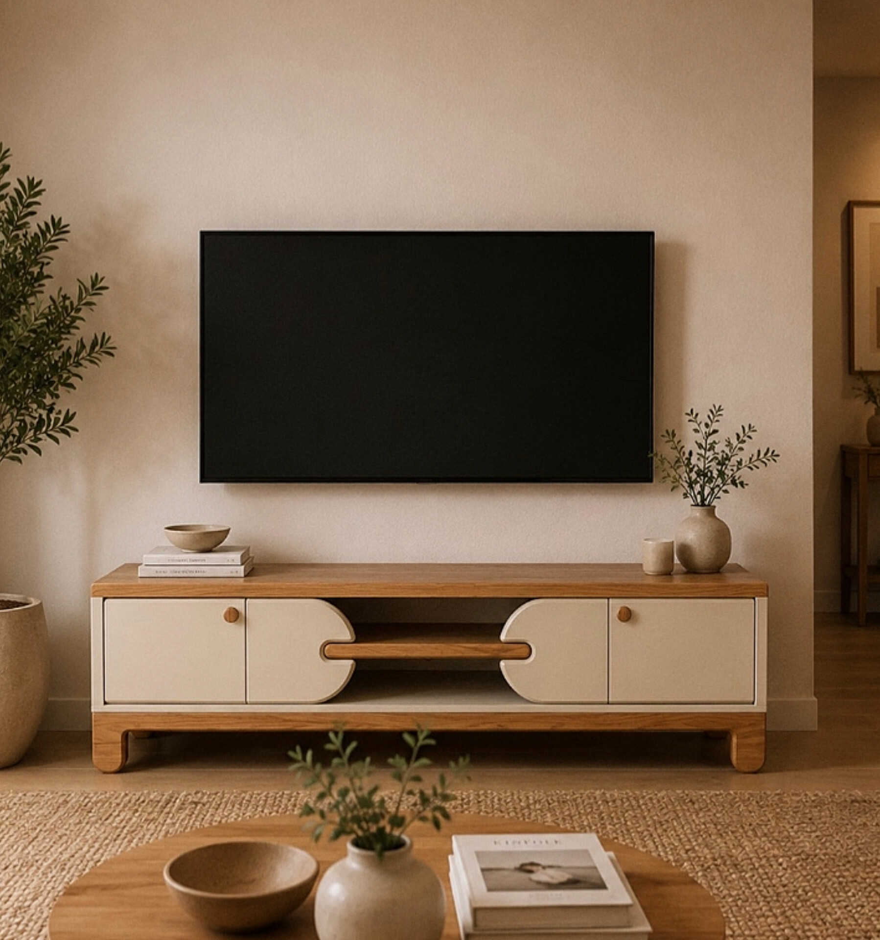  ست میز تلویزیون و کنسول مدل رادوجنس mdf ابعاد میز تلویزیون 160×43×33ابعاد کنسول 140×80×37میز تلویزیون شیک و دورنگمناسب تلویزیون تا 64 اینچکنسول دو درب به همراه آینه مستطیل