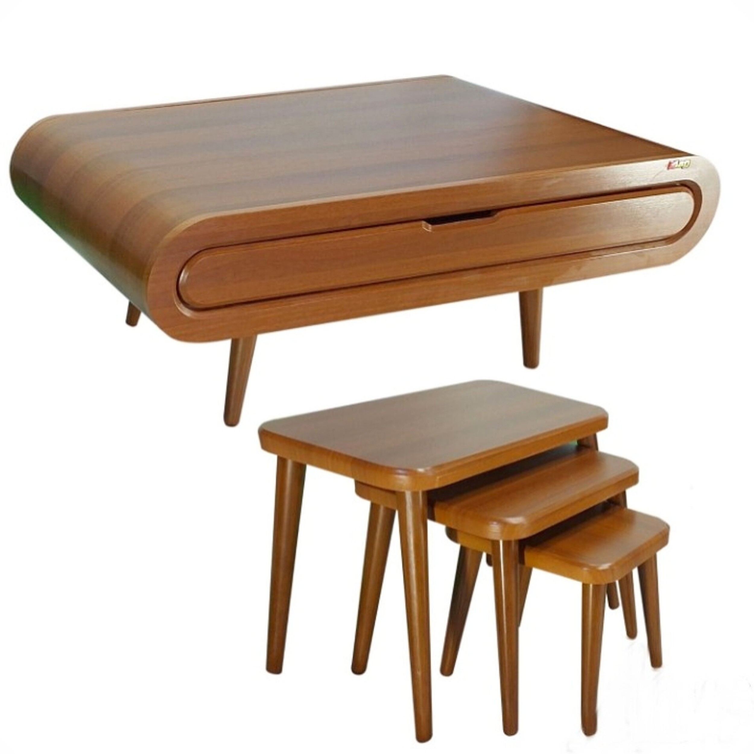   میز جلومبلی و عسلی مدل رادیویی 4تکه جنس mdf وکیوم 24 ماه ضمانت شرکتی ابعاد 100×67×35جلومبلی 2 کشو و 3 تا عسلی زیر هم رو پایه های پیچی بسته بندی کارتن دارای رنگبندی 