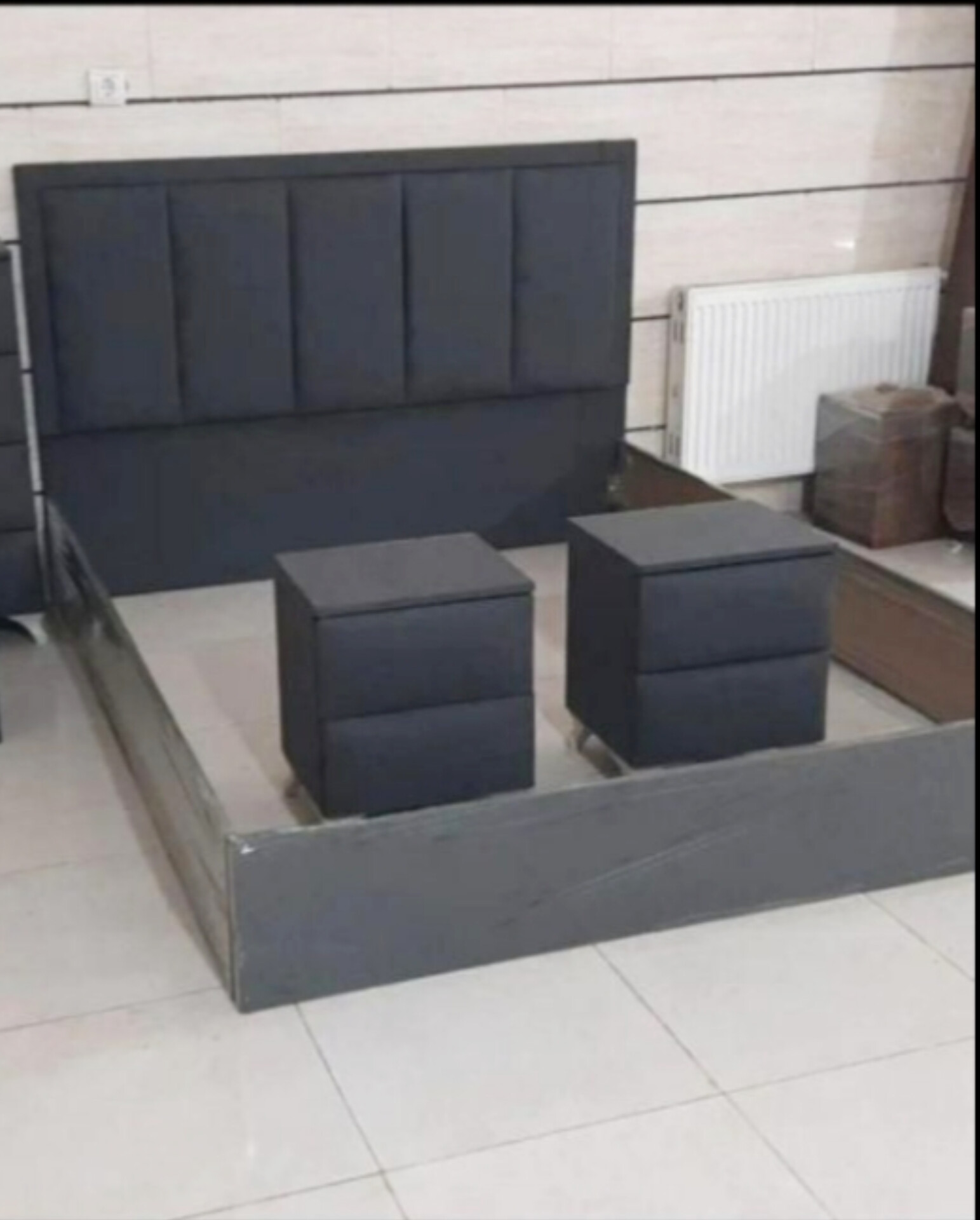   تختخواب یک نفره مدل پیانو ابعاد 200×120×115جنس ام دی اف تمام پارچه دارای کفی تخت 