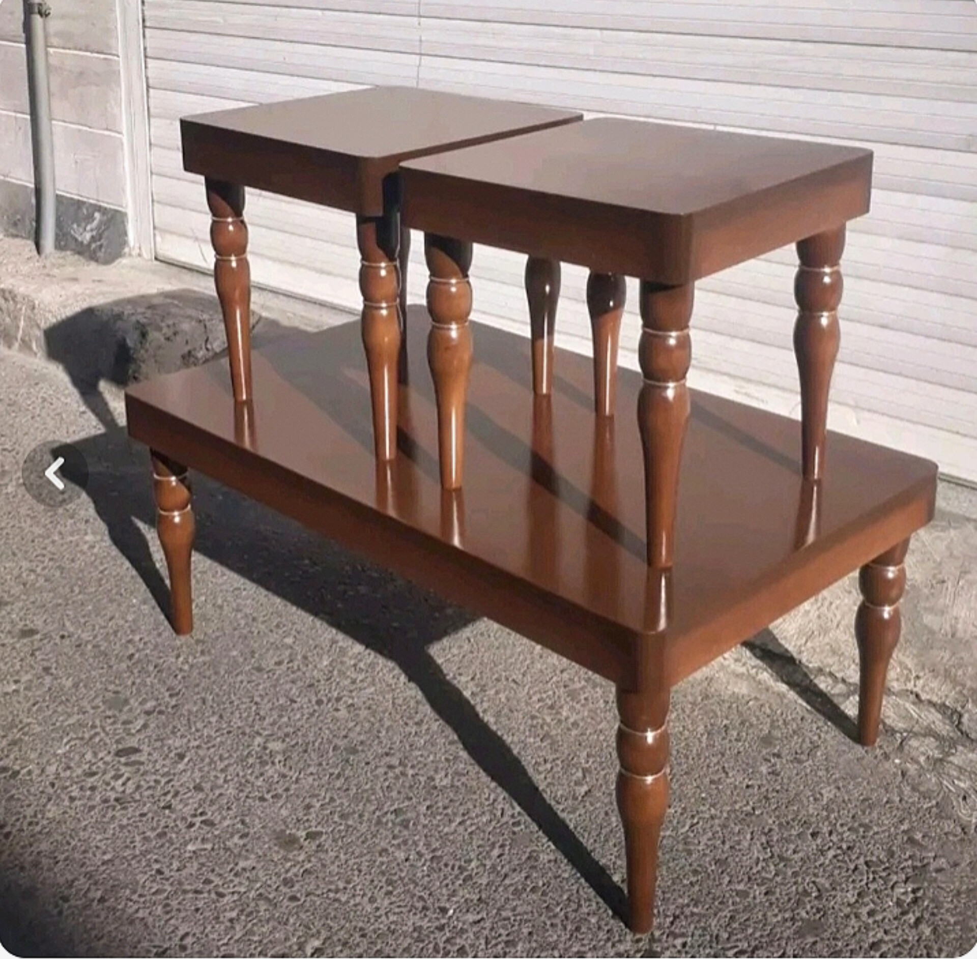  میز جلو مبلی و عسلی مدل شمعی 3تکهیک جل‌مبلی و دوتا عسلی جنس چوب روسابعاد 90×60×4540×40×45پایه ها خراطی دارای رنگبندی دارای رنگبندی  