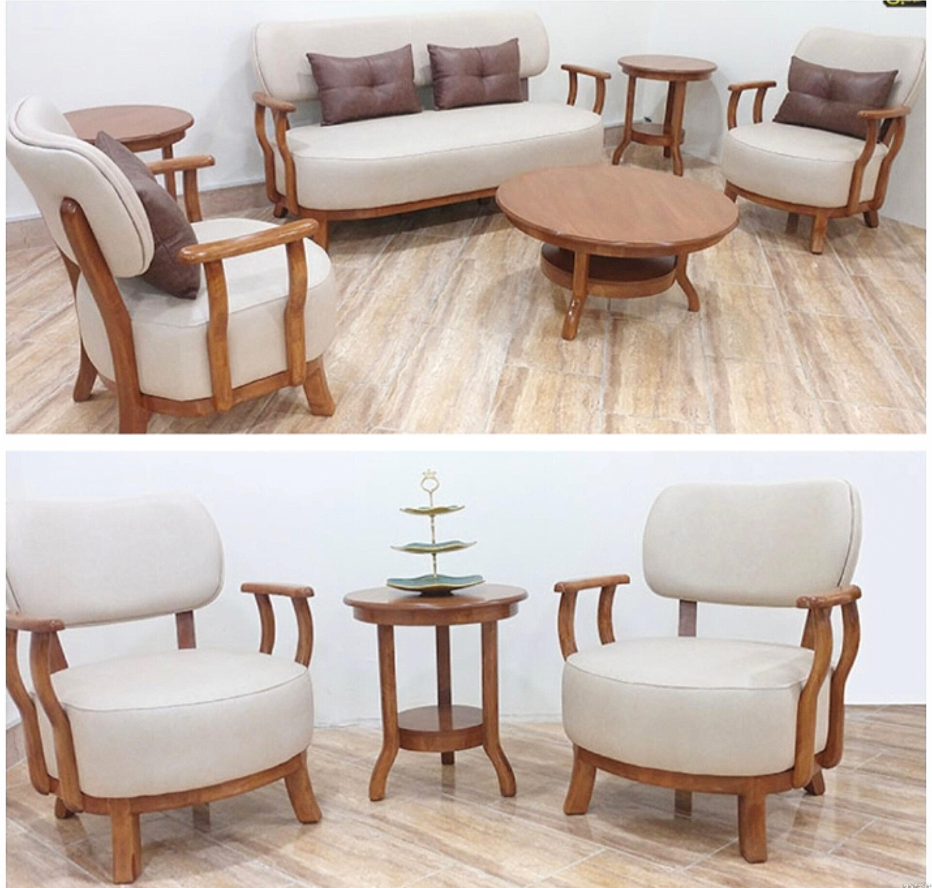  میز جلومبلی و عسلی لهستانی 3تکه جنس چوبی ابعاد 80×80×4540×40×50دو طبقه بسیار شیک‌دارای رنگبندی 