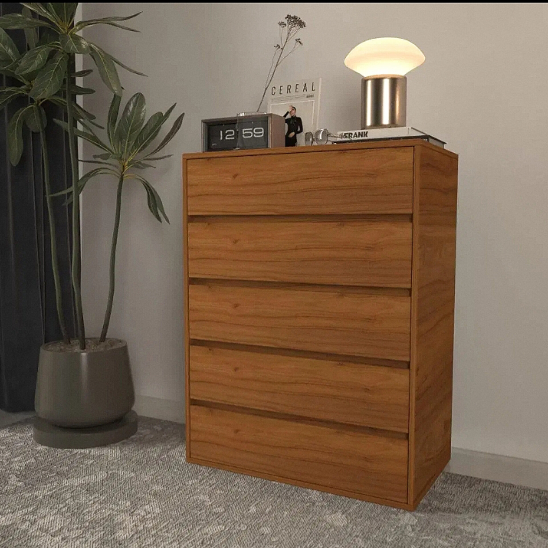  دراور 5 کشو جنس ملامینه شرکتیابعاد 80×44×120عمق کشو 29 دارای رنگبندی طرح ایکیا