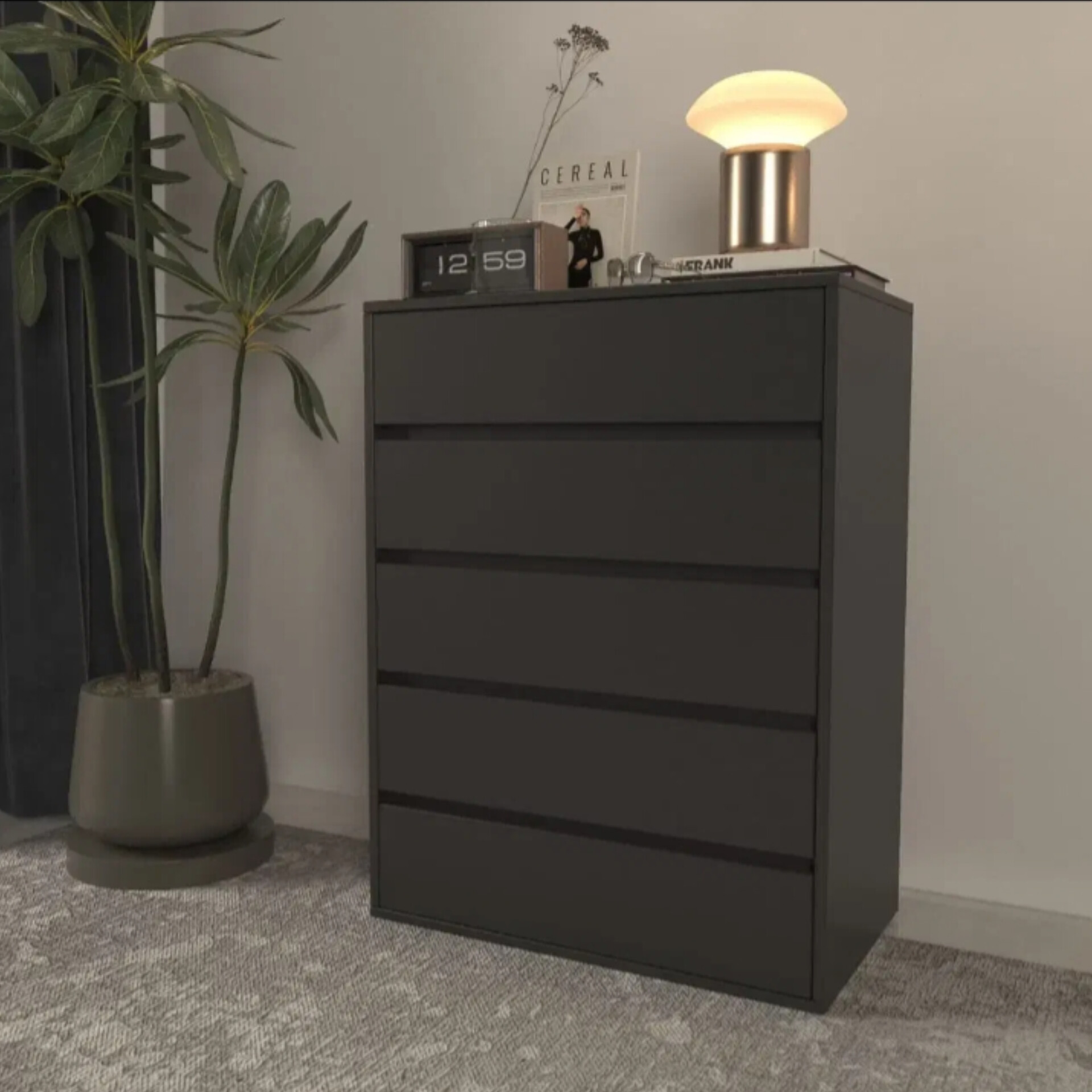  دراور 5 کشو جنس ملامینه شرکتیابعاد 80×44×120عمق کشو 29 دارای رنگبندی طرح ایکیا