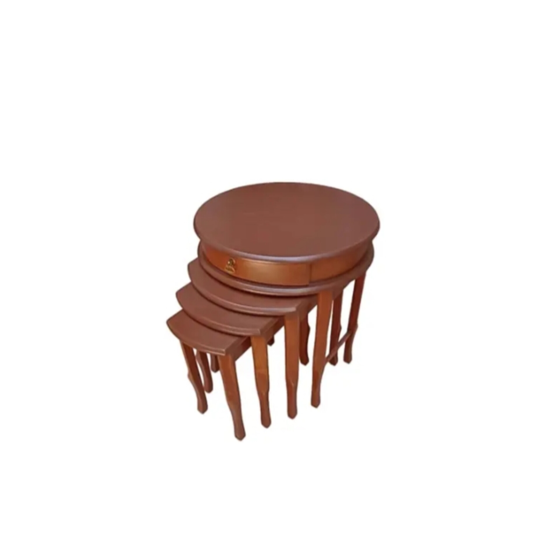   میز عسلی چهار تکه گرد مدل ترمه کشو دارجنس چوب روس ابعاد میز بزرگ 53×53×60چهار تکه زیر هم رو پایه های طرح دارتک رنگ و روکش بلوط شیک و کمجا کشو دار 