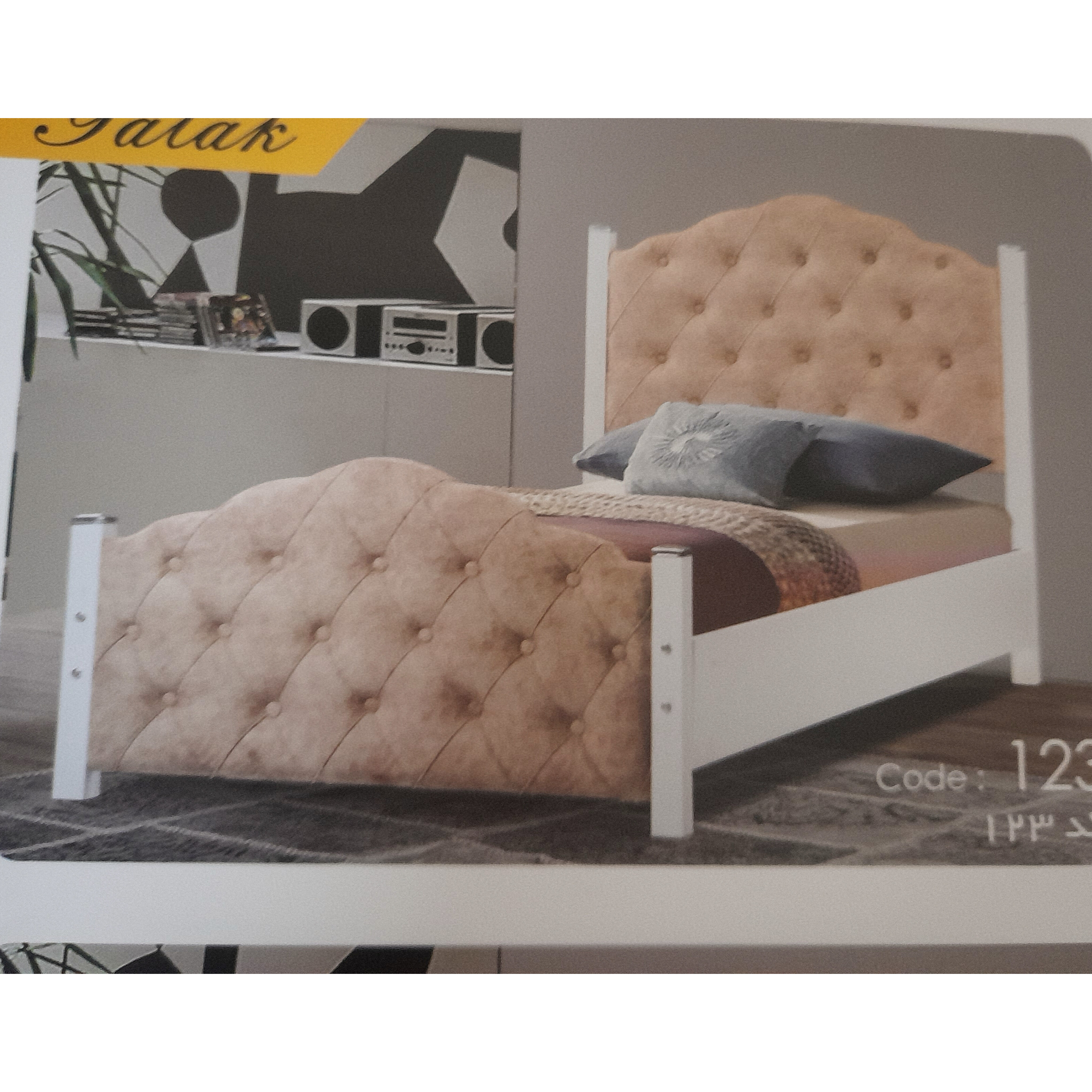  تخت خواب یکنفره مدل جاسمین سایز ۹۰جنس mdf سایز 200×90×110سرتخت و قید وسط پارچه لمسه شده دارای رنگبندی 