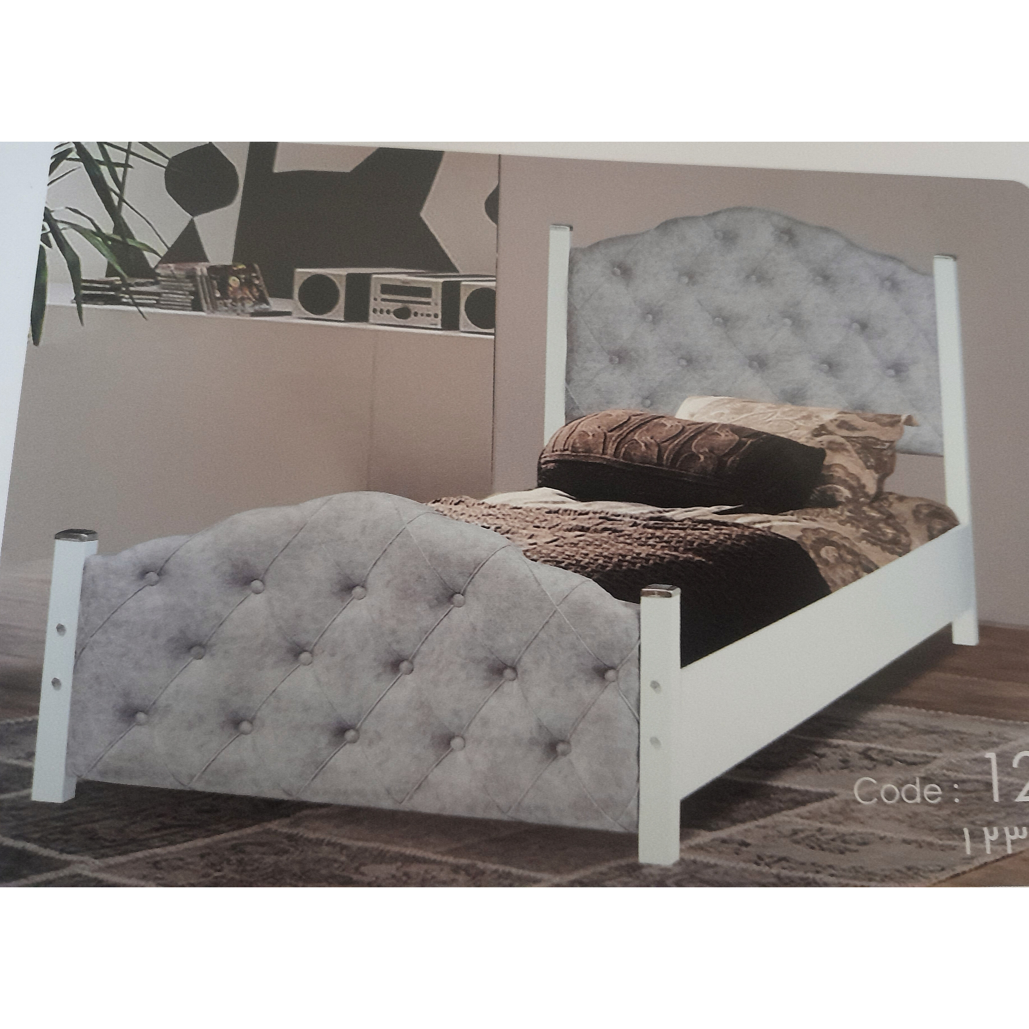  تخت خواب یکنفره مدل جاسمین سایز ۹۰جنس mdf سایز 200×90×110سرتخت و قید وسط پارچه لمسه شده دارای رنگبندی 