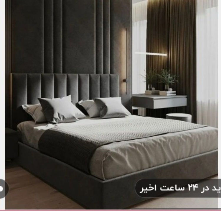   تختخواب یک نفره مدل پیانو ابعاد 200×120×115جنس ام دی اف تمام پارچه دارای کفی تخت 