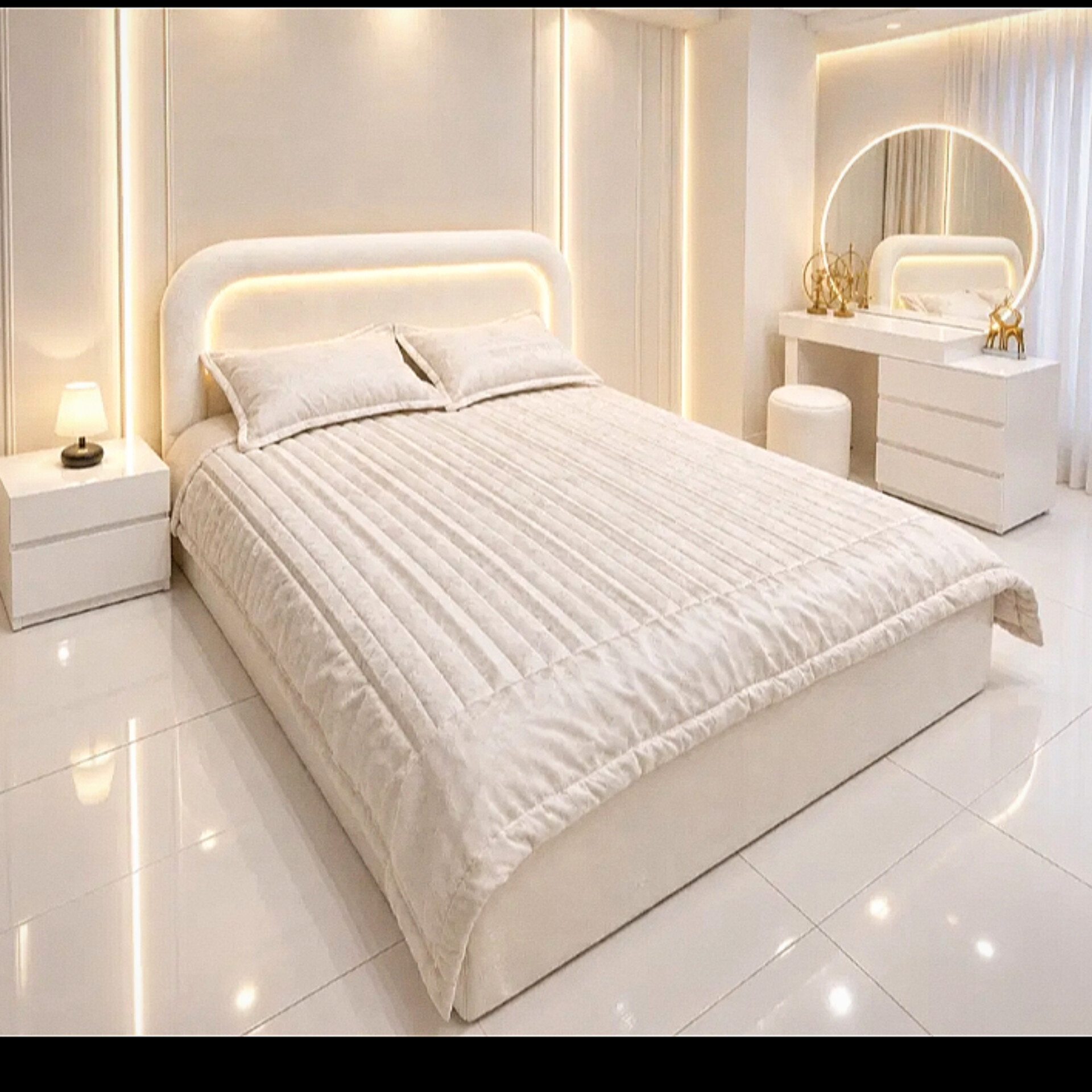 سرویس خواب دونفره مدل ال ای دی خور-کرم