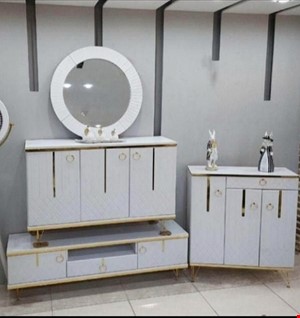 ست میز تلویزیون میز کنسول و جاکفشی مدل لوزی(4عددی) 