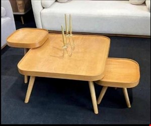 میز جلومبلی و عسلی مربع مدل لبه دار3 عددی