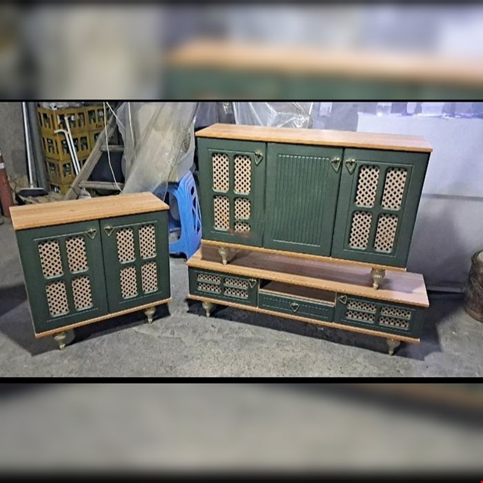 ست میز تلویزیون،کنسول و آینه و جاکفشی مدل پنجره ای(4 تکه)