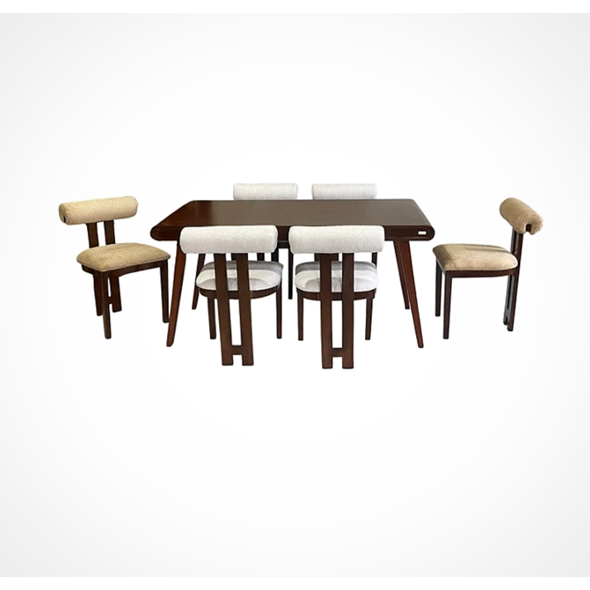 میز و صندلی ناهارخوری مدل تی 6 نفره -قهوه ای تیره